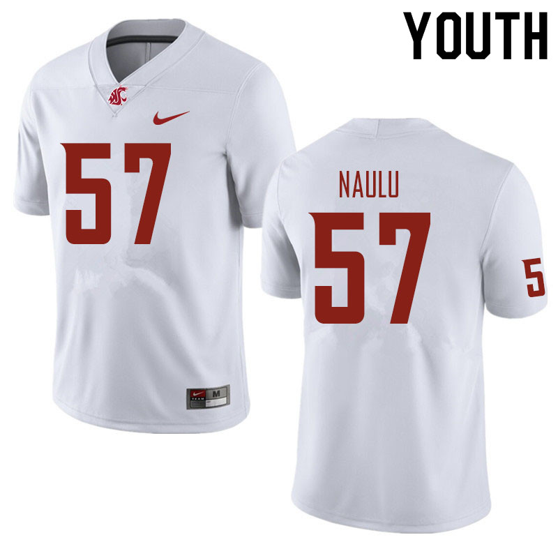 Youth #57 Peni Naulu Washington State Cougars Football Jerseys Sale-White - Click Image to Close